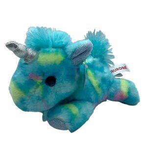 Aurora Bright Fancies Blueberry Ripple Unicorn Plush Toy 8" Long Multicolor NEW